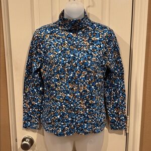 Ann Taylor Floral mock Turtleneck Top. Sz Large Petite